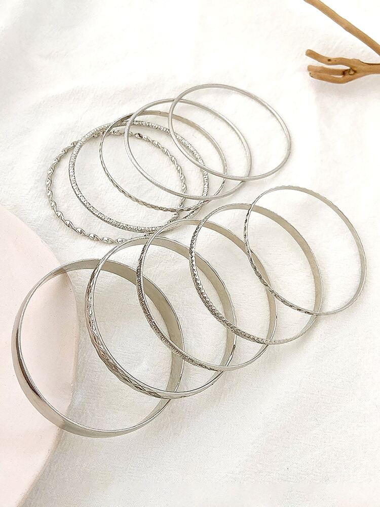 Set of 10 Boho Geometric Metal Bracelet