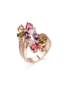 1 Miếng Đúng mốt Creative Nhiều màu Khối Zirconia  Nhẫn hoa Đối với phụ nữ - Nhiều màu - Xem 3