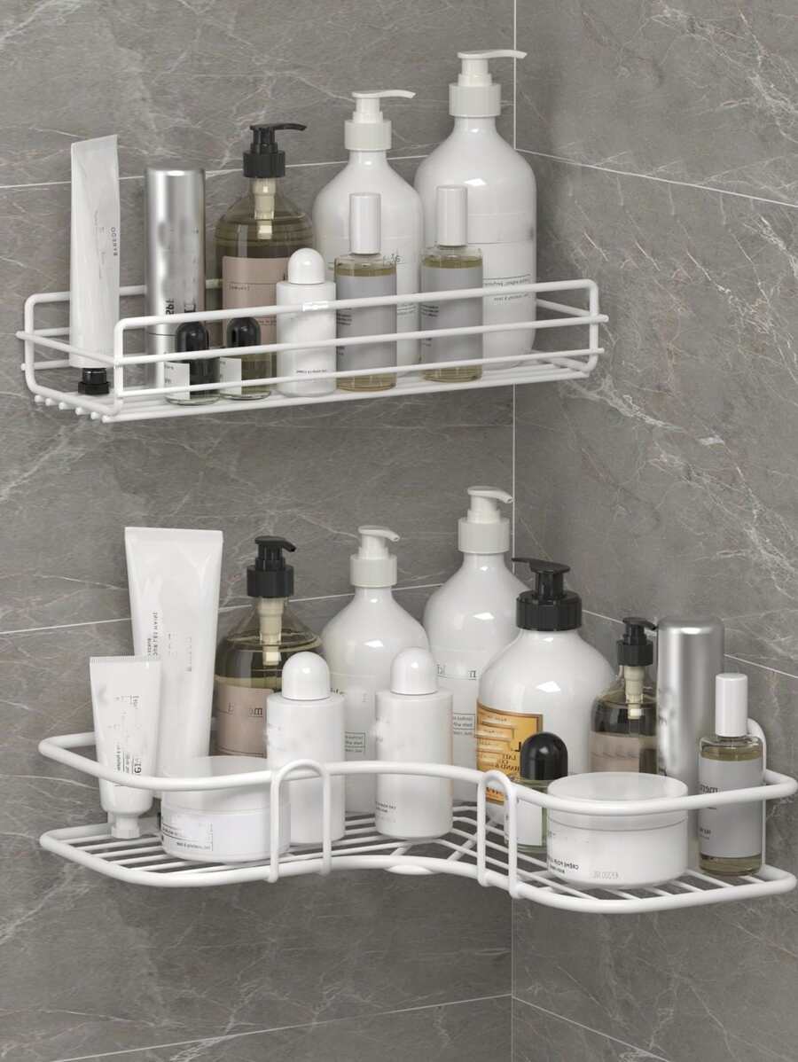 1 Treo Tường Nhà Tắm Có Giá Để Đồ, Kệ Sắt Hiện Đại Bộ Lưu Trữ Cho Phòng Tắm Giặt - trắng - Xem 1