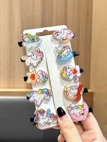 10 chiếc kẹp tóc acrylic hình hoạt hình dễ thương dành cho bé gái - Nhiều màu - Xem 2