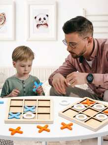 10 件实木井字棋盘游戏 - 非常适合后院娱乐和家庭游戏乐趣！ - 藍色 - 查看 3