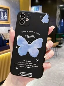 Funda de teléfono con estampado de mariposa - Negro - Ver 1