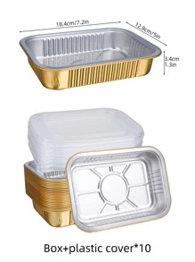 Pack Of 10 Aluminum Foil Food Containers With Lids - Apricot - View 3
