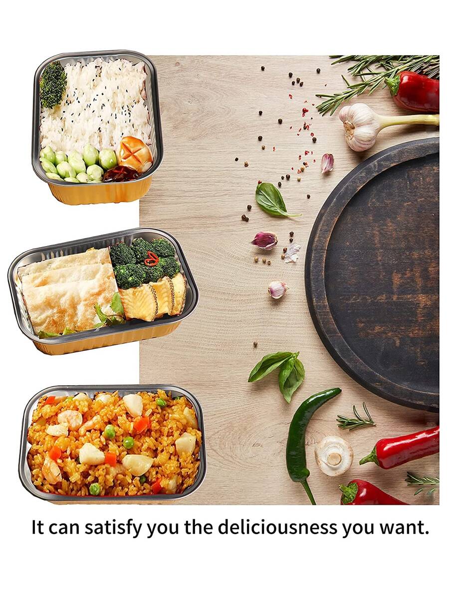 Pack Of 10 Aluminum Foil Food Containers With Lids - Apricot - View 1