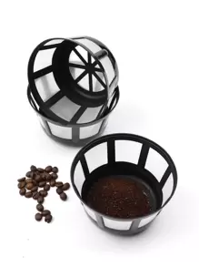 1pc Coffee Machine Filter, Solid-Liquid Separation Filter For Coffee School Supplies Back To School - Black and White - View 4