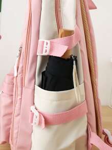 de gran capacidad escuela secundaria Mochila para niñas , casual Bolsa para la escuela para colega estudiantes con reduciendo función - Rosa - Ver 3