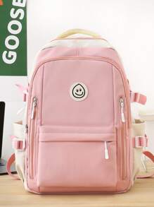 de gran capacidad escuela secundaria Mochila para niñas , casual Bolsa para la escuela para colega estudiantes con reduciendo función - Rosa - Ver 1