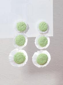 1對的波西m亞拉菲草編織圓形誇張花耳環女性耳環首飾類每天配件 - 彩色 - 查看 1