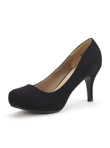 Women's Low Stiletto Heel Classic Elegant Versatile Dress Platform Office Work Pumps Shoes - Đen và trắng - Xem 6