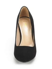 Women's Low Stiletto Heel Classic Elegant Versatile Dress Platform Office Work Pumps Shoes - Đen và trắng - Xem 8