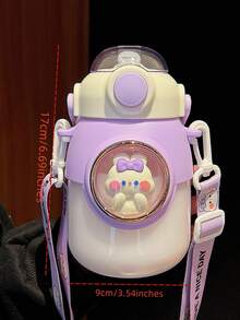 1pc 820ml Cartoon Designed Water Bottle - Purple - View 2