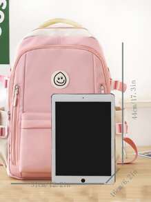 de gran capacidad escuela secundaria Mochila para niñas , casual Bolsa para la escuela para colega estudiantes con reduciendo función - Rosa - Ver 6