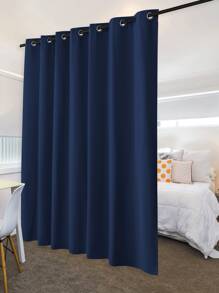 1pc Blue Simple Style Black Silk Curtains, Light Absorbing, Sunproof, Ant-uv, Suitable For Living Room And Balcony, Easy To Install - Navy Blue - View 1
