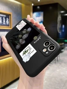 Ốp điện thoại Apple họa tiết hoa và chữ cổ điển - màu đen - Xem 5