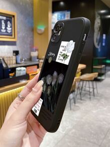 Ốp điện thoại Apple họa tiết hoa và chữ cổ điển - màu đen - Xem 3