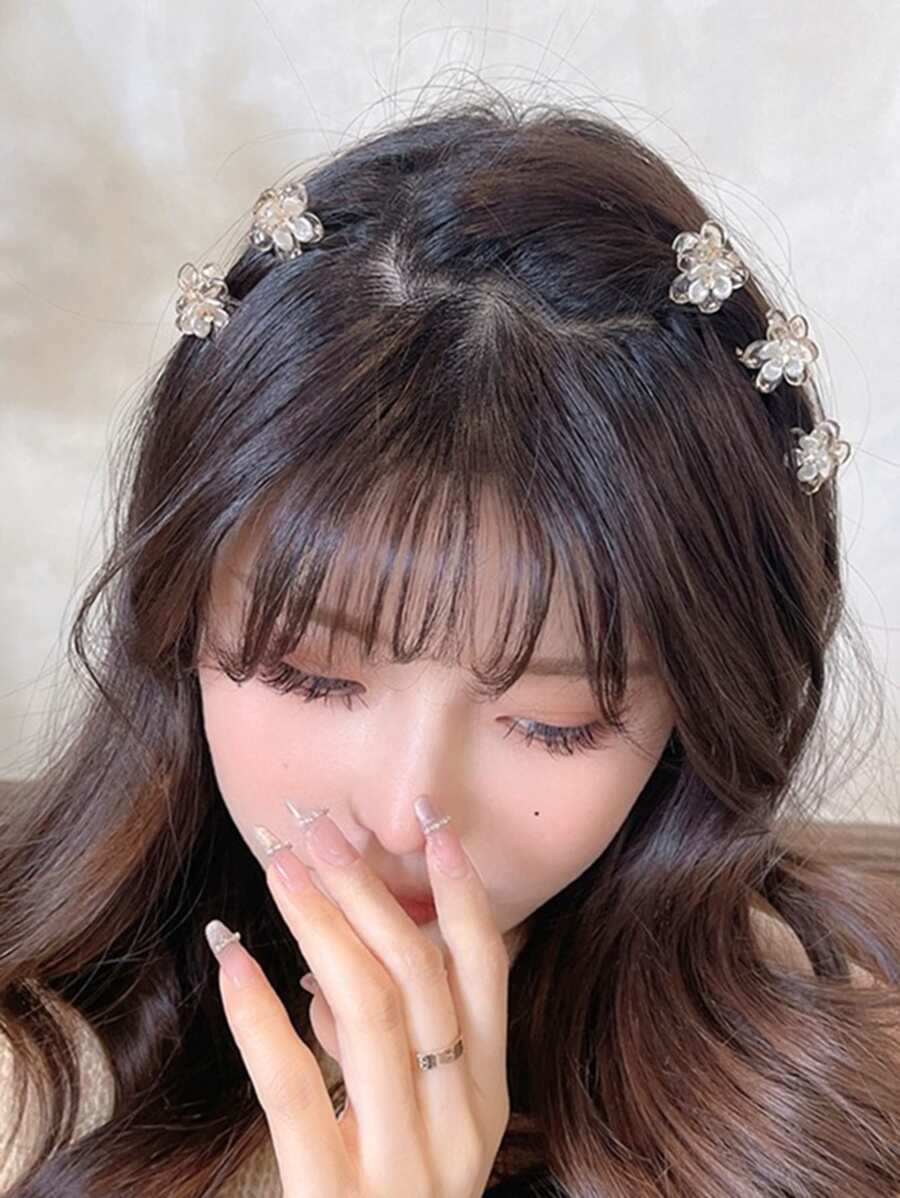 5 Kẹp Tóc Bện Mini Hình Hoa Cho Mùa Hè Phong Cách Ngọt Ngào Tiaras Dễ Thương - Rượu sâm banh - Xem 1