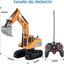 Excavador,Juguete de Excavadora RC,Excavadora de Juguete RC a Escala 1/24, Vehículo de Construcción para niños y niñas,Tractor RC con BateríaRecargable - Amarillo - Ver 3