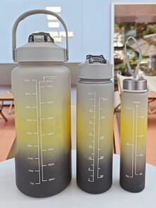 1pc 2L or 900ml or 500ml large capacity green gradient PC water bottle, sports and fitness portable straw cup, for home and travel outdoor use - Green - View 3