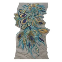 1pc Glitter Embroidery Peacock Feather Patch Without Glue