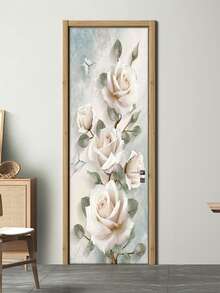 1套花卉圖案PVC裝飾門貼 - 彩色 - 查看 2