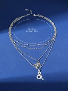1 chiếc vòng cổ nhiều lớp thiết kế hình bướm và rắn thời trang, cá nhân hóa dành cho nữ, thích hợp cho các bữa tiệc, đeo hàng ngày, đi nghỉ mát hoặc làm quà tặng. - Bạc - Xem 3