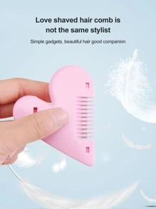 1 Lược chải tóc hai mặt hình trái tim có lưỡi Love Bangs Comb Trimmer Lược chải tóc gãy chống cắt tóc Barber - Hồng - Xem 4