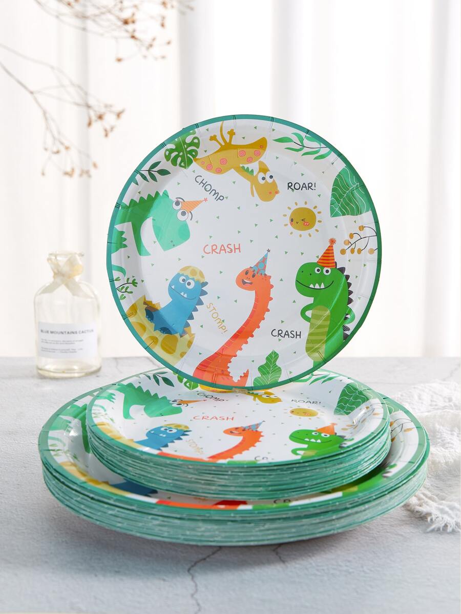 10 PCS/Set Disposable Dinner Plates, 7/9 Inch Dinosaur Birthday Party