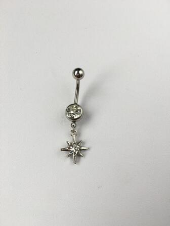 1pc Fashionable European & American Style Flower, Clover, Butterfly, Bow, Snake, Bird Wing, Tree, Deer, Heart, Shiny Meteor Charm Stainless Steel Navel Ring, Couple, Belly Dance, Club, Beach, Valentine's Day, Carnival, New Year Gift