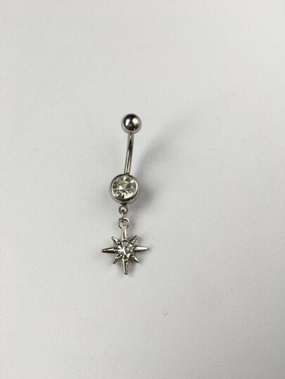 1pc Fashionable European & American Style Flower, Clover, Butterfly, Bow, Snake, Bird Wing, Tree, Deer, Heart, Shiny Meteor Charm Stainless Steel Navel Ring, Couple, Belly Dance, Club, Beach, Valentine's Day, Carnival, New Year Gift