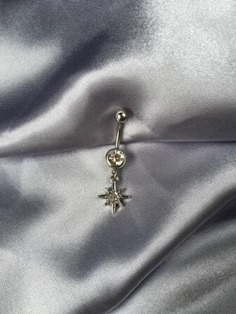 1pc Fashionable European & American Style Flower, Clover, Butterfly, Bow, Snake, Bird Wing, Tree, Deer, Heart, Shiny Meteor Charm Stainless Steel Navel Ring, Couple, Belly Dance, Club, Beach, Valentine's Day, Carnival, New Year Gift