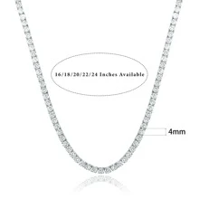 MDFUN 18K White Gold Plated Tennis Necklace | 4.0mm Round Cut Cubic Zirconia Simulated Diamond Tennis Chain, Unisex - White - View 11