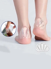 1pair Clear Heel Protection Pads, Shell Design Silicone Comfortable Fashion Accessories For Shoes - Clear - View 2