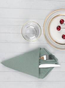 1pc 42x42cm Grey-green Polyester Fiber Tablecloth - Green - View 5