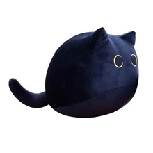 1入組20厘米卡哇伊黑貓毛絨公仔乳鴿動物小貓玩具填充柔軟小枕頭兒童女孩生日禮物 - 黑色 - 查看 4