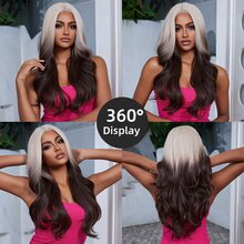 Body Wave Two-Tone 26 Inch Long Synthetic Fiber Wig For Women - Hai tông màu - Xem 2