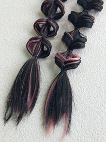 2根女士泡泡辮子，15.35 英寸，帶式扭辮子，燈籠辮子假髮，可愛平角辮子，平角辮子，自然日常