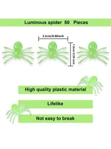 50入組發光發亮綠色蜘蛛迷你惡作劇玩具DIY派對裝飾道具適合派對服裝狂歡裝飾 - 綠色 - 查看 7