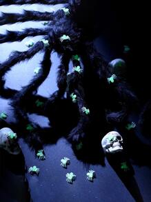 50入組發光發亮綠色蜘蛛迷你惡作劇玩具DIY派對裝飾道具適合派對服裝狂歡裝飾 - 綠色 - 查看 3