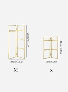 1pc Jewelry Storage & Display Rack For Earrings And Necklaces, Foldable Jewelry Stand - Yellow Gold - View 4
