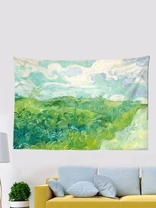 1pc Scenery Patterned Decorative Throw Blanket - Green - View 2