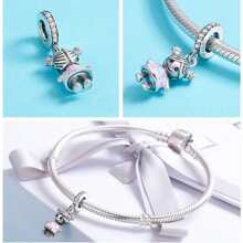 WOSTU 1入組新款100%925純銀情侶小的女孩&男生吊墜吊墜適合女孩吊墜手環DIY首飾類