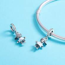 WOSTU 1入組新款100%925純銀情侶小的女孩&男生吊墜吊墜適合女孩吊墜手環DIY首飾類