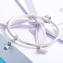 WOSTU 1入組新款100%925純銀情侶小的女孩&男生吊墜吊墜適合女孩吊墜手環DIY首飾類