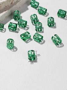 20入組波西米亞風格中性綠色金屬質感頭髮環適用於四季 - 綠色 - 查看 5