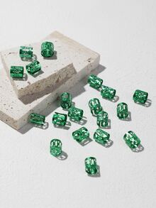 20入組波西米亞風格中性綠色金屬質感頭髮環適用於四季 - 綠色 - 查看 3