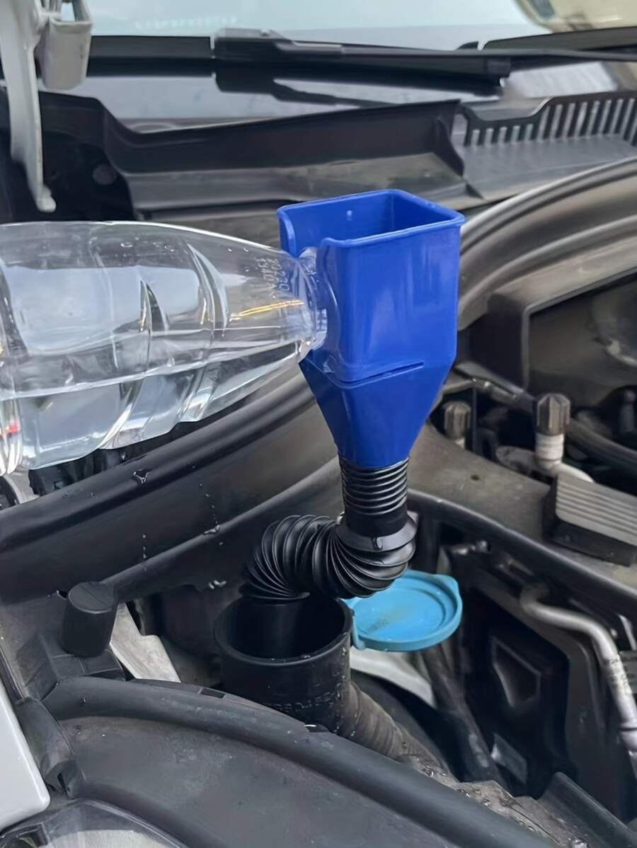 1pc Portable Car Oil Pouring Funnel - Blue - View 1