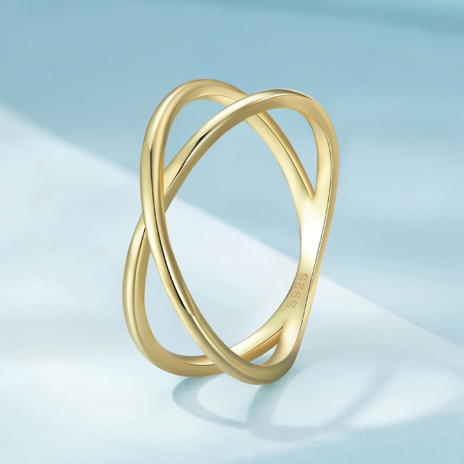 1入組925純銀十字交叉內襯圓環女性優質首飾類 - 金色 - 查看 1