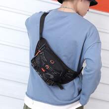 新品到貨男士單肩包胸包腰包適用於手機,時尚和多用途 - 黑色 - 查看 7