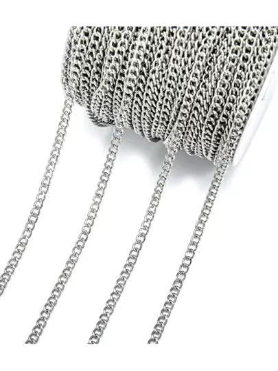 yuenz 1入組2m鐵質普通加密鏈首飾金屬基礎鏈DIY配件