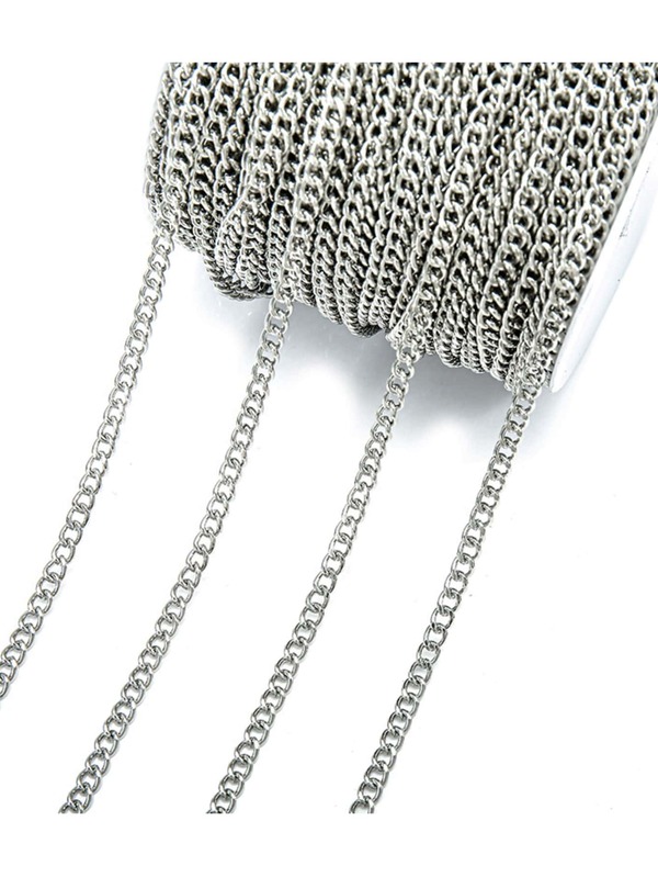 yuenz 1入組2m鐵質普通加密鏈首飾金屬基礎鏈DIY配件